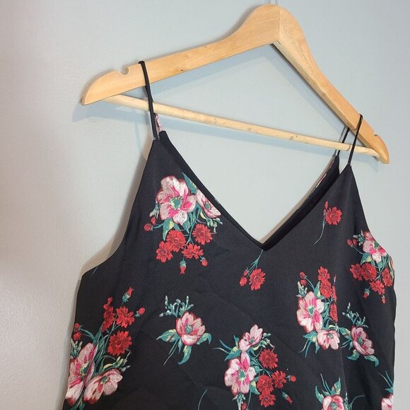 Express Blouse Womens Small Satin Black Floral Cottagecore Casual Office - Picture 2 of 5